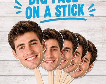 Custom Face on a Stick: Bachelorette Party Prop, Big Head Cutout, Personalized Photo Booth Prop, Bridal Party, Birthday, Graduation