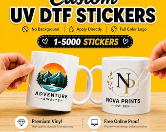 Custom UV DTF Stickers:  Waterproof Peel & Stick Branding Decals for Small Business