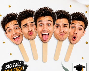 Custom Face on a Stick, Big Head Cutouts, Funny Bachelorette Decorations, Wedding Heads, Groom Head