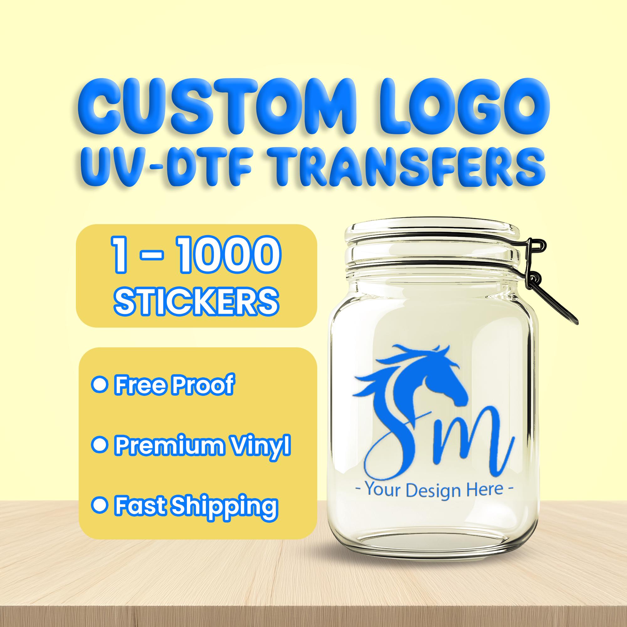 Custom Logo UV DTF Transfers | Waterproof Peel & Stick Branding Decals for Small Business