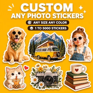 Custom Photo Vinyl Stickers: Personalized Die Cut Waterproof Stickers for Parties & Events