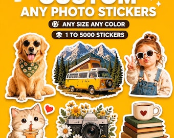 Custom Photo Vinyl Stickers: Personalized Die Cut Waterproof Stickers for Parties & Events