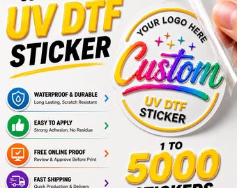 Custom Logo UV DTF Stickers: Personalized Waterproof Decals for Cups, Mugs, and Glass Wraps