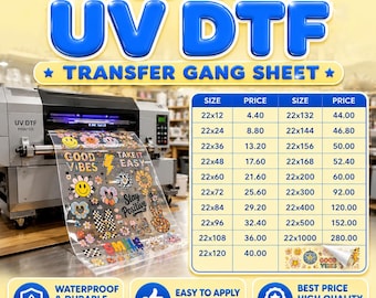 Custom UV DTF Gang Sheet Stickers | Bulk Wholesale Uv Dtf Transfers | Personalized Decals for Tumblers, Glass & Acrylic
