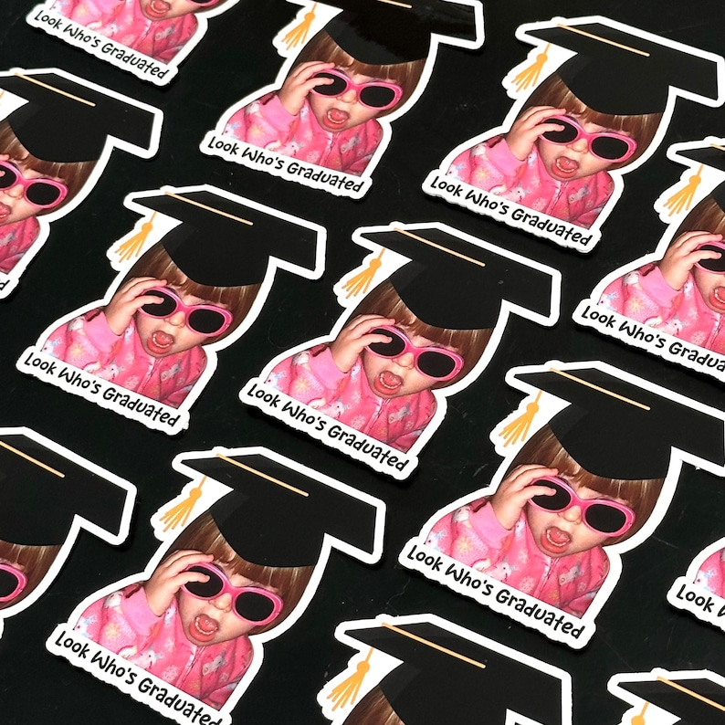 Custom Graduation Photo Stickers | Personalized Grad Party Favor | Sticker for Graduation Decor image 3