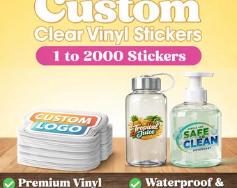 Custom Clear Vinyl Stickers: Die Cut | Transparent Water-Resistant Personalized Waterproof Logo Decals