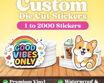 Custom Logo Die Cut Stickers | Personalized Waterproof Vinyl Branding Labels for Small Business Packaging