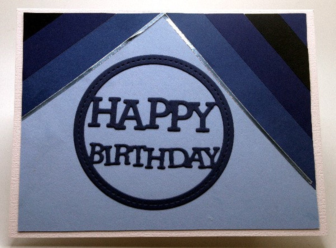 20230299 Shades of Blue Happy Birthday Card - Etsy