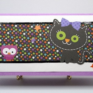 20230215 Cute Black Cat Owl Stars Halloween Card
