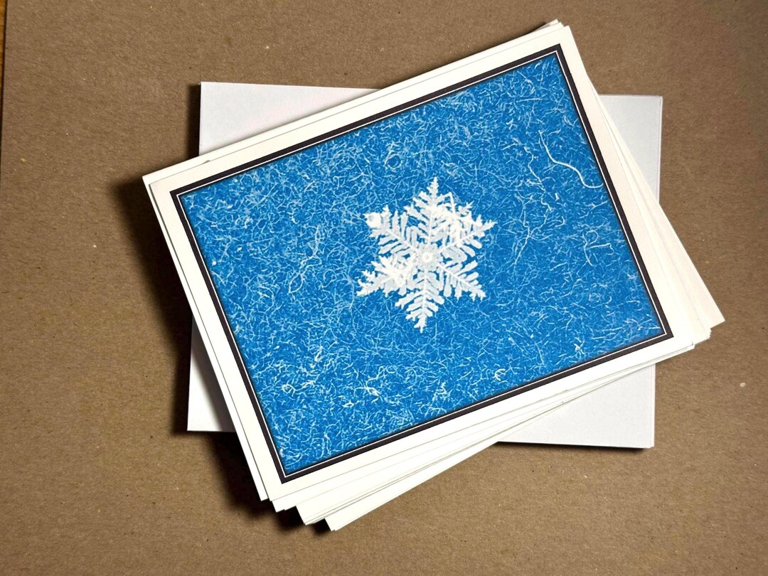Snowflake Photograph Notecards - Set of 6 Blank Cards, Winter Greeting ...