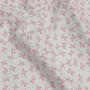 Lightweight Natural Cotton Fabric by the Yard for DIY Sewing, Quilting, Patchwork & Fat Quarter Crafts – Pink Bow Pattern, 1 Yard