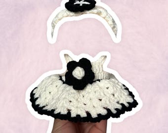 Black and White Dress Set for 17 cm Collectible Figures | Mini Doll Clothes