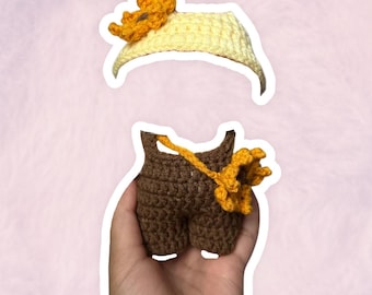 Conjunto de mono con girasol y bolsa para figuras coleccionables de 17 cm / Ropa para mini muñecas
