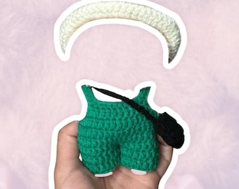 Handmade Crochet Doll Overalls with Bag | 17cm Collectible Figure Clothes