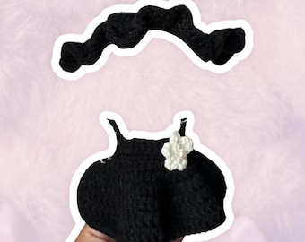 Conjunto de vestido negro/morado claro para figuras coleccionables de 17 cm / ropa para minimuñecas
