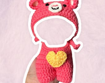 Pink Care Bear Inspired Costume Set for 17 cm Collectible Figures | Mini Doll Clothes