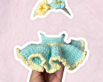 Light Blue/Yellow Dress Set for 17 cm Collectible Figures | Mini Doll Clothes