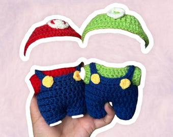 Mario/Luigi Costume Set for 17 cm Collectible Figures | Mini Doll Clothes