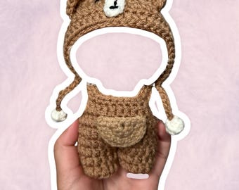 Brown Bear Overalls Set for 17 cm Collectible Figures | Mini Doll Clothes