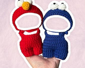 Elmo/Cookie Monster Costume Set for 17 cm Collectible Figures | Mini Doll Clothes