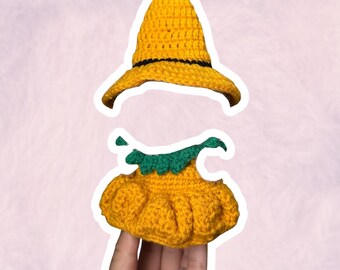 Pumpkin Halloween Dress Set for 17 cm Collectible Figures | Mini Doll Clothes
