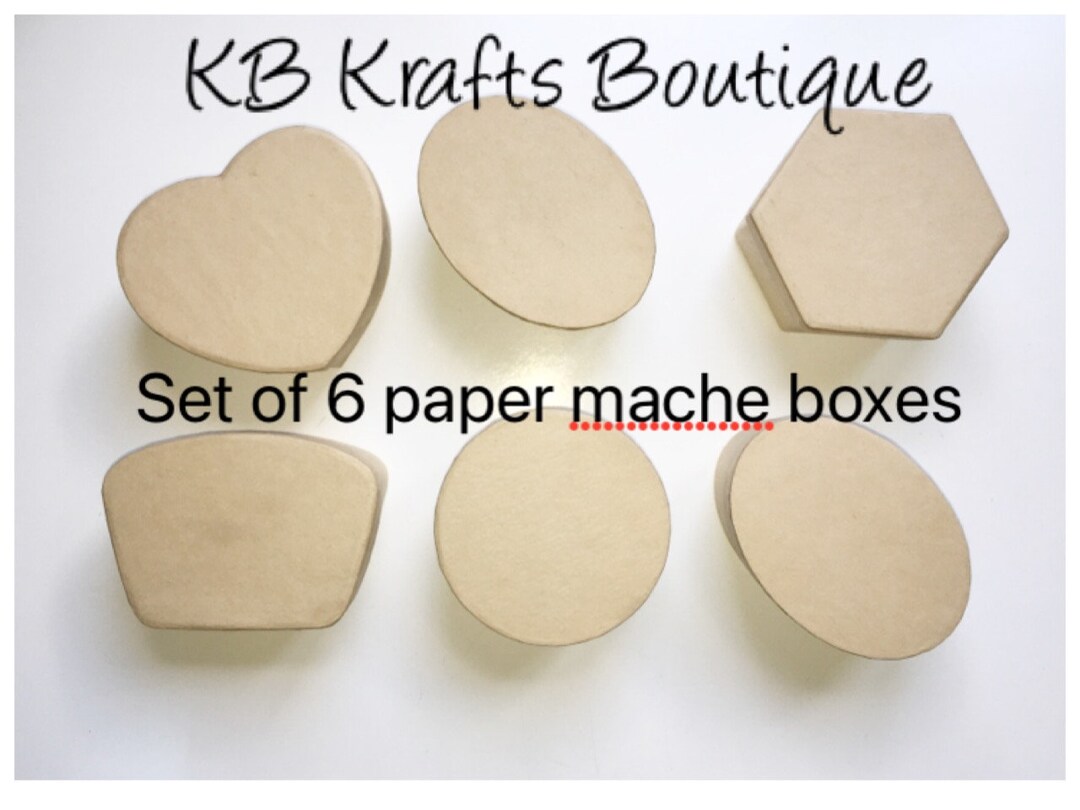 Set of 6 Paper Maches Boxes With Lids Etsy