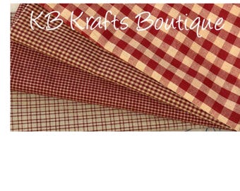 4 piece Homespun Fabric Fat Quarters Pack, CHOICE of Color