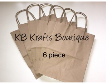 Kraft Paper Gift Bags with Handle, 6 piece; Treat Bag, Party Favor Bags