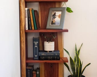 Live Edge Cedar Bookshelf: Solid Wood, No Hardware