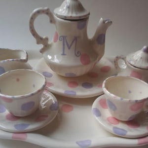 Handmade Polka Dot Ceramic Tea Set: Whimsical Tea Party