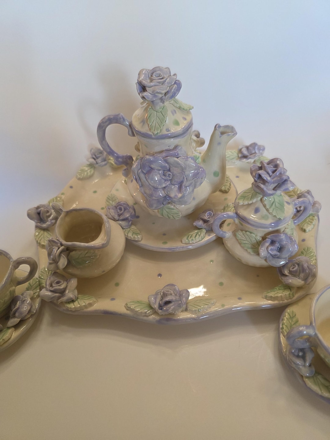 Handmade Rose Tea , Custom Rose Tea Set, Pretty in Purple Roses Tea Set ...