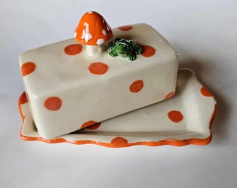 Mushroom and Frog Butter Dish