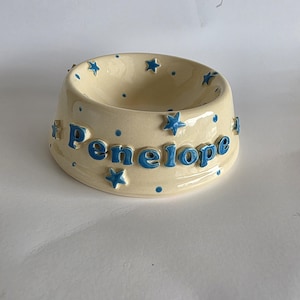 Personalized Ceramic Dog Bowl with Raised 3D Name | Handmade Custom Pet Bowl | Personalized Dog Dish | Raised Letters & Stars
