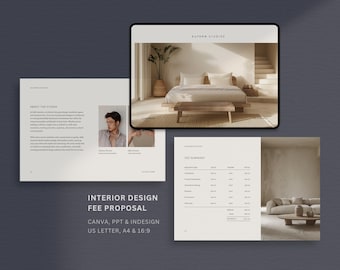 Interior Design Fee Proposal | Project Proposal | Interior Designer Presentation | Canva Template | PPT Presentation | Indesign Template