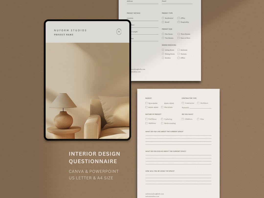 Interior Design Questionnaire Template | Canva Questionnaire | Designer ...