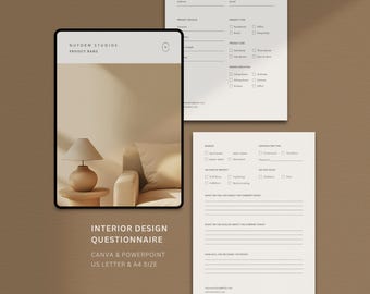 Mall för inredningsfrågeformulär | Canva-frågeformulär | Designerformulär | Designmall | Onboardingformulär | Kundundersökning