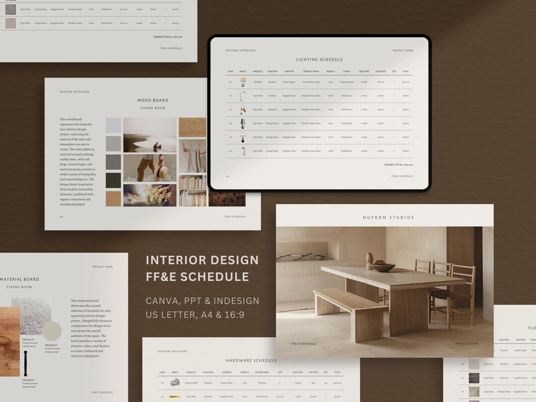 Interior Design FF&E Schedule Template | Interior Designer Timeline ...