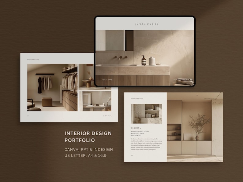 Plantilla de portafolio de diseño de interiores / Portafolio de ...