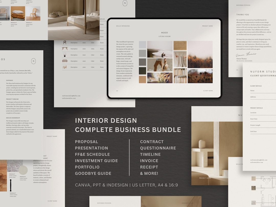 Interior Design Template Bundle | Designer Project Proposal | Client ...