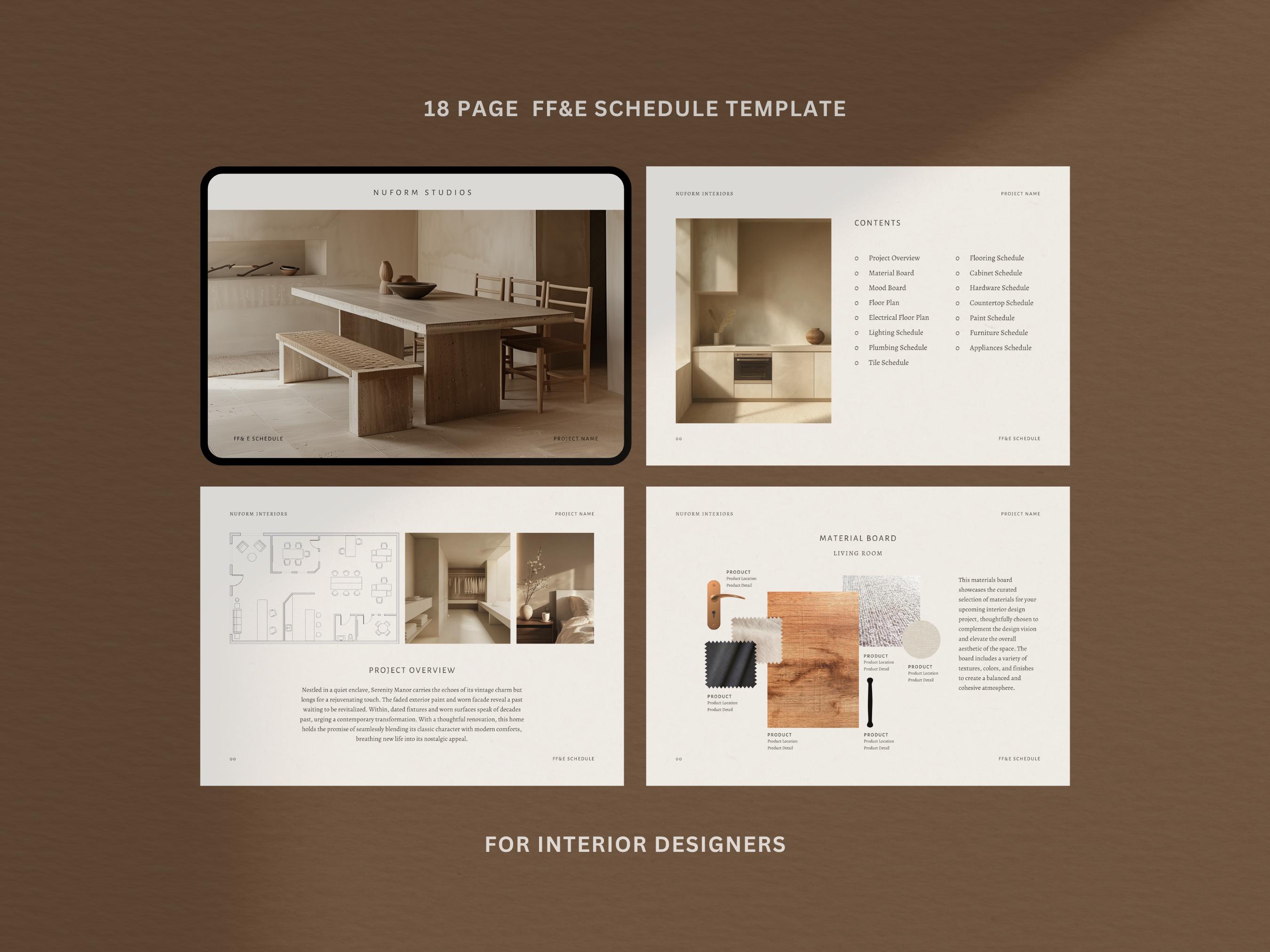 Interior Design FF&E Schedule Template | Interior Designer Timeline ...