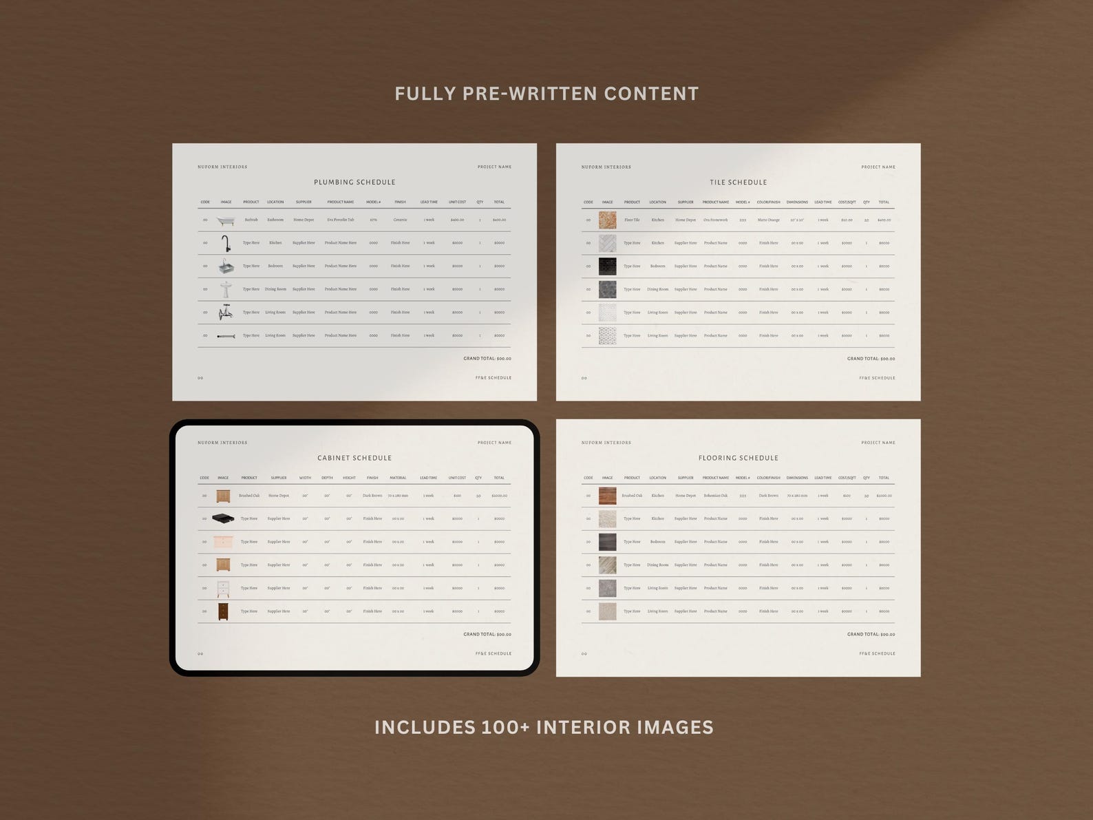 Interior Design FF&E Schedule Template | Interior Designer Timeline ...