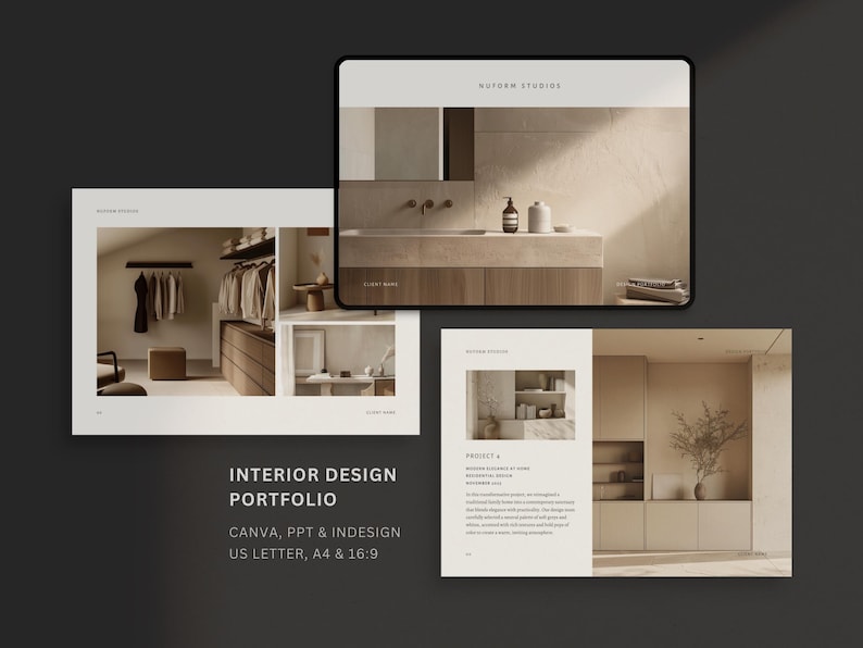 Modelo de Portfólio de Design de Interiores | Portfólio de Designer de ...