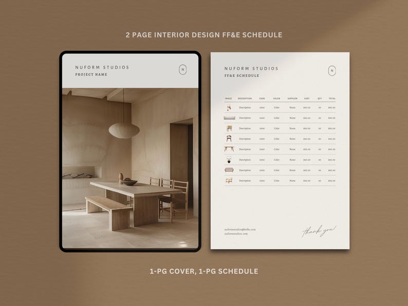 Interior Design FF&E Schedule Template | Interior Designer Timeline ...