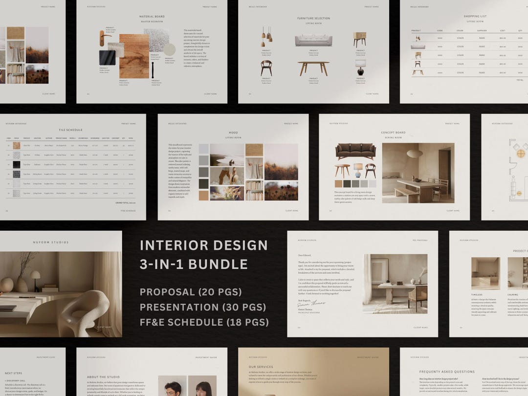 Interior Design Template Bundle | Designer Project Proposal | Client ...