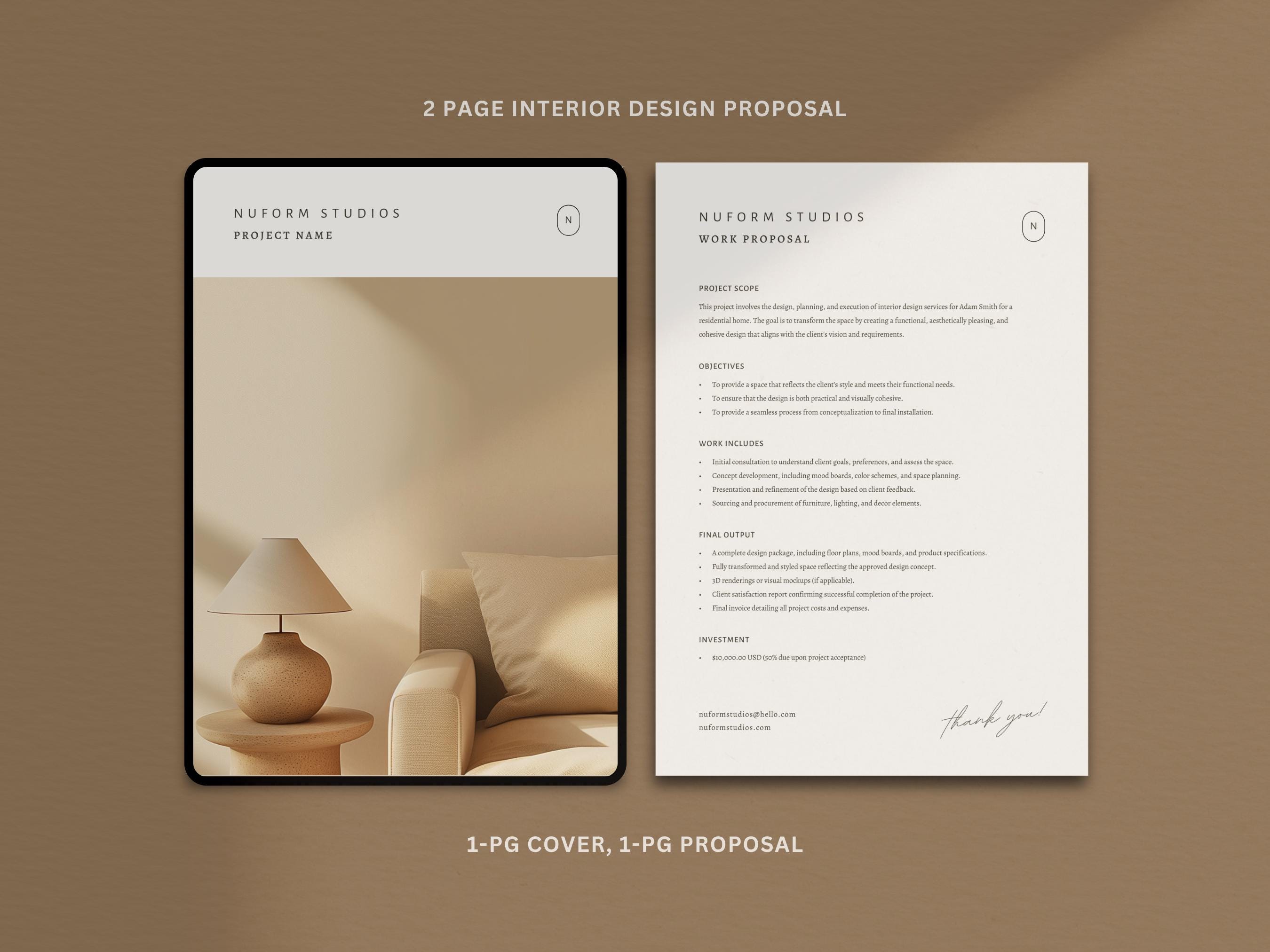 Interior Design Proposal Template | Interior Designer Fee Proposal ...