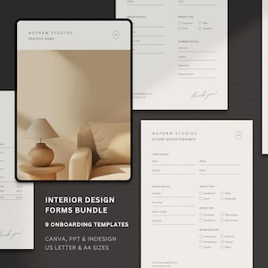 Interior Design Forms Template Bundle | Contract Template | Questionnaire Template | Proposal Template | FF&E Schedule | Client Onboarding