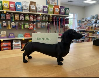 Dachshund Business Card Holder, Dog Desk Organizer, Office Decor, Veterinarian, Pet Store, or Groomer.