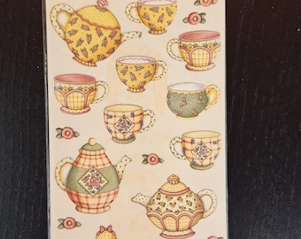 Vintage Mary Englebreit Melissa Neufeld Teacups Teapots Bridgerton Tea Party Sticker Sheets Junk Journaling