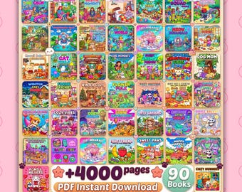 Ultimate Cute & Cozy Coloring Book Bundle, 90 Coloring Books, 4000+ Pages, Kawaii Coloring Pages PDF, Bold and Easy Printable Coloring