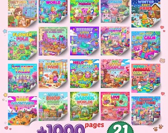 Cute & Cozy Coloring Book Bundle, Kawaii Coloring Pages, Bold and Easy Coloring Book PDF, 1000+ Pages, Printable Digital Download